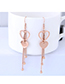 Elegant Rose Gold Heart Shape Design Tassel Earrings