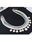 Fashion White+gold Color Multi-layer Design Full Pearl Necklace