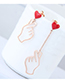 Fashion Rose Gold +red Heart Shape Decorated Earrings