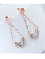 Fashion Rose Gold+red Heart Shape Decorated Tassel Earrings