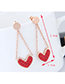 Fashion Rose Gold+red Heart Shape Decorated Tassel Earrings