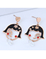 Fashion Rose Gold+black Portrait Shape Decorated Earrings
