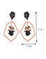 Fashion Rose Gold+black Pig Shape Decorated Earrings