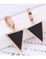 Fashion Black+rose Gold Triangle Shape Decorated Earrings