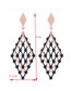 Fashion Rose Gold+black Rhombus Shape Decorated Earrings