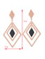 Fashion Rose Gold+black Rhombus Shape Decorated Earrings