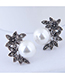Fashion Beige+black Pearl Decorated Earrings