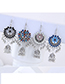 Sweet Blue+navy Bells Pendant Decorated Tassel Earrings