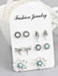 Fashion Silver Color Flower Shape Decorated Earrings (12 Pcs )