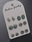 Fashion Blue+silver Color Flower&heart Shape Decorated Earrings (12 Pcs )