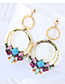 Elegant Gold Color Diamond Decorated Round Shape Earrings
