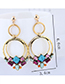 Elegant Gold Color Diamond Decorated Round Shape Earrings