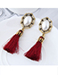 Elegant Yellow Pearls Decorated Tassel Earrings