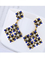 Elegant Sapphire Blue Flowers Shape Design Hollow Out Earrings