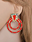 Elegant Red Double Circular Rings Shape Earrings