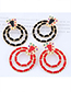 Elegant Red Double Circular Rings Shape Earrings