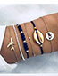 Elegant Gold Color+navy Aircraft&shell Decorated Bracelet(6pcs)