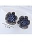 Sweet Sapphire Blue Flower Shape Design Pure Color Earrings