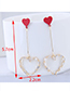 Sweet Red+gold Color Diamond Decorated Heart Shape Earrings