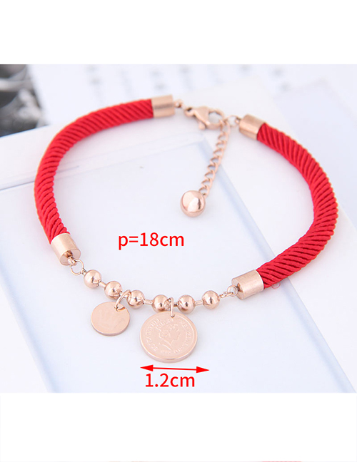 Fashion Red Round Shape Pendant Decorated Bracelet