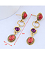 Fashion Red Metal Geometric Stud Earrings