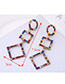 Fashion Multi-color Metal Flash Drill Geometric Earrings