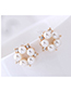 Fashion Gold Flower Pearl Stud Earrings