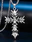 Fashion Silver Metal Flame Cross Long Necklace