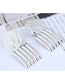 Fashion Silver Metal Flower Carving Badge Square Earrings