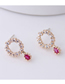 Fashion Gold  Silver Needle Copper Inlaid Zircon Ring Drop Earrings