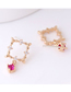 Fashion Gold  Silver Needle Copper And Zircon Cube Stud Earrings