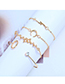 Fashion Gold Crescent Moon Lightning Leaf Circle Four-piece Bracelet