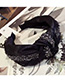 Fashion Black Diamond Cloth-encrusted Bow With Wide-brimmed Headband