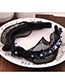 Fashion Black + Blue Lace Cross Wide-brimmed Headband