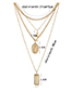 Fashion Gold Metal Cross Multilayer Necklace