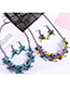 Fashion Color Metal Leaf And Diamond Necklace Earrings Set