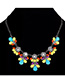 Fashion Color Metal Flash Diamond Flower Necklace