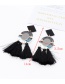 Fashion Black Geometric Shape Decorated Tassel Earrings