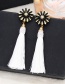 Fashion Navy Flower Shape Decorated Tassel Earrings