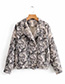 Fashion Gray Flower Pattern Decorated Coat