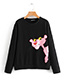 Fashion Black Round Neckline Design Simple Sweatshirt