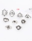 Fashion Silver Color Flower Shape Decorated Rings(9pcs)
