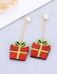 Fashion Red+green Gift Box Shape Decorated Earrings