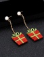 Fashion Red+green Gift Box Shape Decorated Earrings