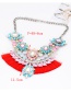 Fashion Red Flower Shape Decorated Tassel Necklace