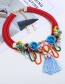 Fashion Red+blue Flower Shape Decorated Tassel Jewelry Sets