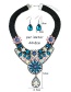 Fashion Blue Hollow Out Design Flower Shape Jewelry Sets