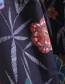 Fashion Navy Flower Pattern Decorated Shirt