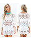 Sexy White Hollow Out Design Long Sleeves Dress
