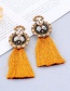 Fashion Brown Geometric Shape Decorated Long Tassel Earrings
